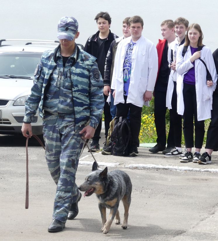 Встреча студентов колледжа с полицейскими-кинологами